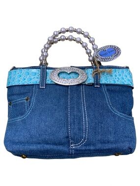 Baggy NWT Blue Denim Handbag with Light Blue Trim